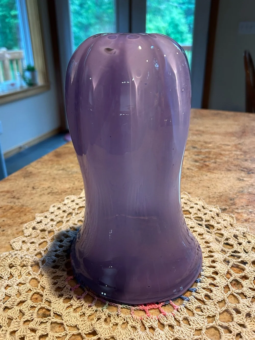 Blenko Handblown Glass Vase Ombre Lavender Lilac  9.5”x6”W 3lbs Flawless